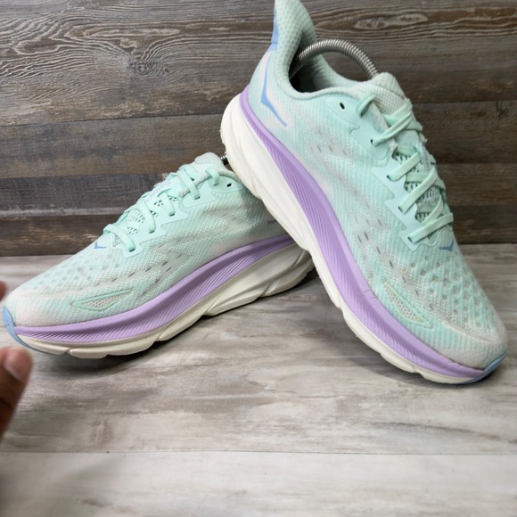 Hoka One One Womens Size 10 B Clifton 9 Running Shoes Teal Purple 1127896 SOLM - Picture 5 of 9